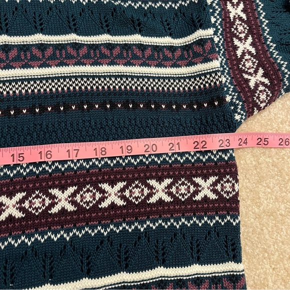 VINTAGE Braunstyle Sweater Womens Large Blue Purple Knit Crew Neck Made in USA - Picture 9 of 11